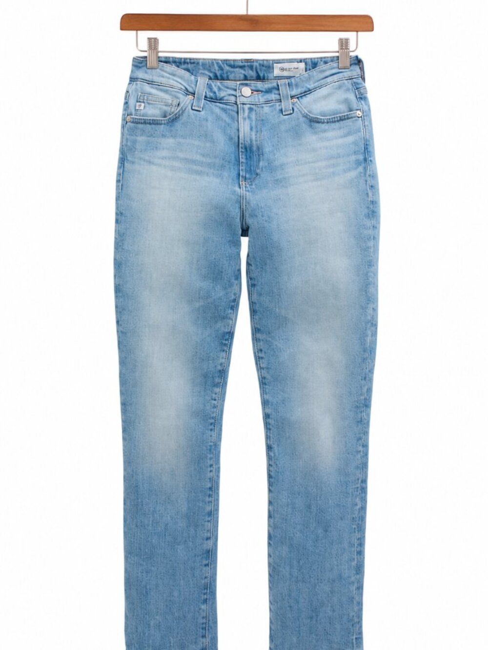 NWT AG Mari Slim Straight Crop Jeans 30 Cruiser Light Wash $255